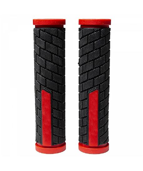 PAR DE PUÑOS MTB DE GOMA ROJO-NEGRO - 128MM