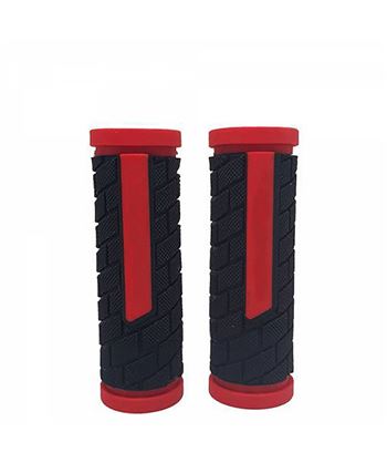 PAR DE PUÑOS MTB DE GOMA ROJO-NEGRO- 90MM -