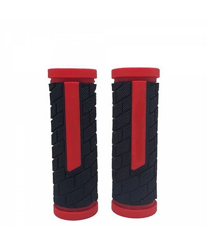 PAR DE PUÑOS MTB DE GOMA ROJO-NEGRO- 90MM -