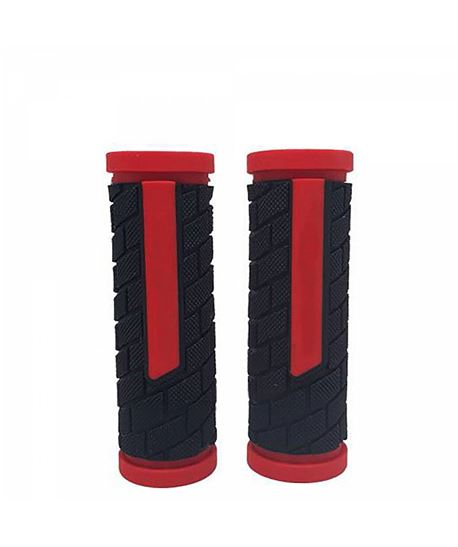 PAR DE PUÑOS MTB DE GOMA ROJO-NEGRO- 90MM -