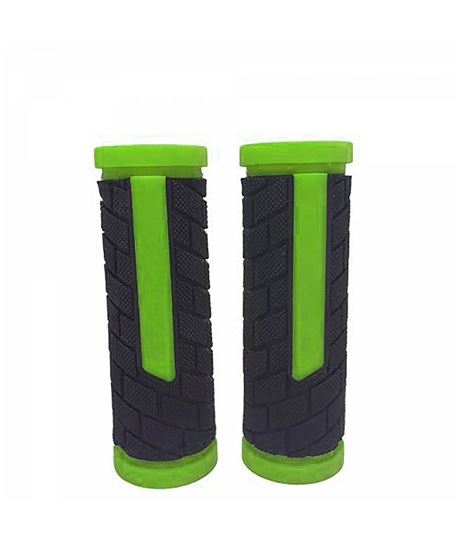 PAR DE PUÑOS MTB NEGRO / VERDE FLÚOR DE GOMA - 90MM