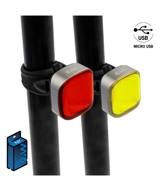 JUEGO DE LUCES FRONTAL Y TRASERA RECARGABLE EWL004 ALTA POTE
