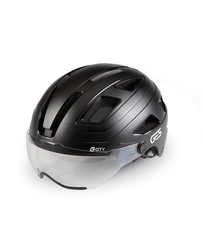 CASCO "CITY" T-M, NEGRO MATE CON PANTALLA