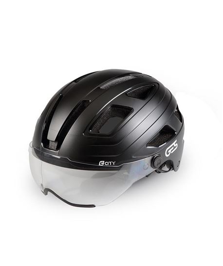 CASCO "CITY" T-M, NEGRO MATE CON PANTALLA