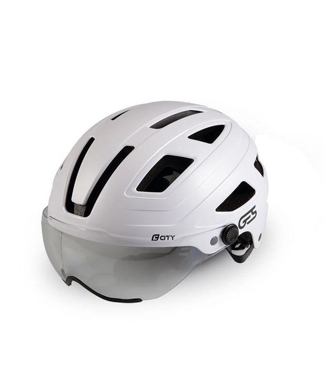 CASCO "CITY" T-M, BLANCO MATE CON PANTALLA