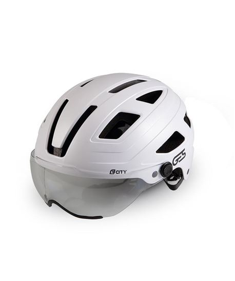 CASCO "CITY" T-M, BLANCO MATE CON PANTALLA